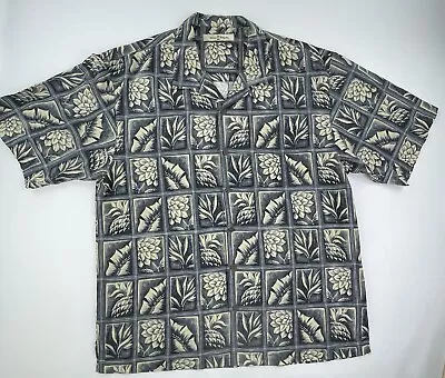 Tommy Bahama Men’s XL 100% Silk Floral Pineapple Bamboo Grid Hawaiian Shirt • $18