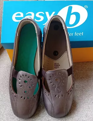 Easy B Wide Fit 2v Size 7 Ladies Brown Comfort Shoes Sunray Espresso • £15