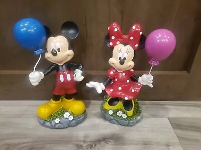 Disney Mickey & Minnie Mouse Balloon Collector's Garden Statuette Set New • $31.99