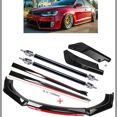 $69.99 • Buy For VW Jetta MK6 MK7 Front Bumper Lip Spoiler Body Kit+Side Skirt Glossy Black
