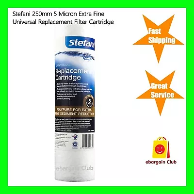 $21.99 • Buy Stefani 250mm 5 Micron Extra Fine Universal Replacement Filter Cartridge