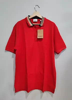 Burberry London England Men Short Sleeve XL Polo Embroidered Nova Red Shirt • $104.90