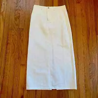 Commense Sz L Slit Back Maxi Skirt White Long Button Zipper Front With Beltloops • $30