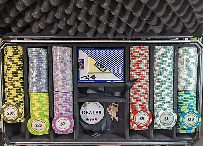 290 Monte Carlo Club Poker Chips - 14 Gram With Hard Carrying Case EUC • $125