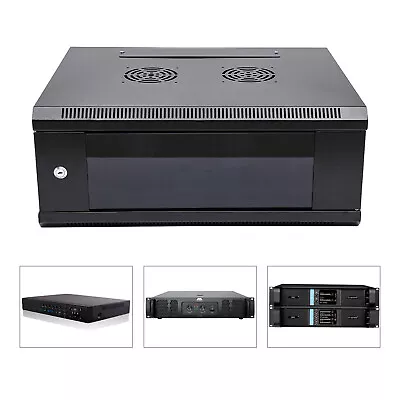 Server Cabinet Rack Enclosure 4U Wall Mount Cabinet With Glass Door 60*45*24cm • $87.36