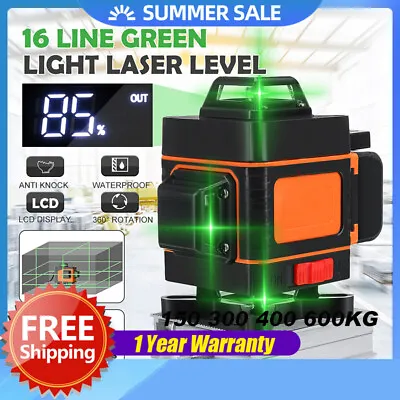 Auto Leveling Green Laser Level 360°Self Cross Measure Tool 16 Line+Tripod Stand • £48.99