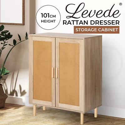 Levede Chest Of Drawers Sideboard Storage Cabinet Rattan Dresser Tallboy Cane • $119.99