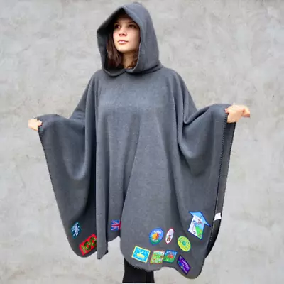 Grey Fleece Hooded Blanket Scout Guide Camp Blanket Poncho • £45