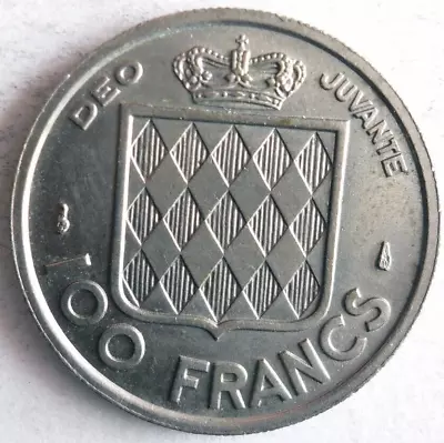 1956 MONACO 100 FRANCS - AU - VERY Scarce Low MIntage  Coin - Lot A12 • $3.25