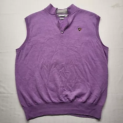 Peter Millar Sweater Vest Mens XL 1/4 Zip Merino Wool Light Purple Extra Fine • $29