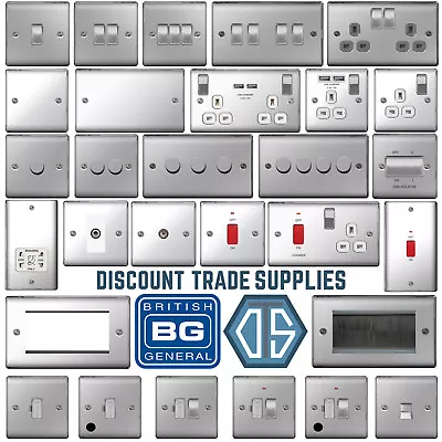 £10.49 • Buy BG Nexus Brushed Chrome Polished Chrome Switches Sockets Full Range Satin Steel