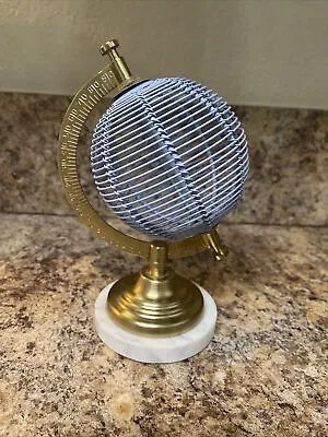 NWT Metal Globe Magnetic Frame With Marble Base And Gold Accents • $15.98
