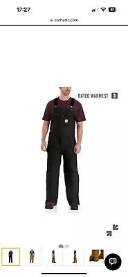 Carhart Xxl Men's Insulated Bib Overall - Relaxed Fit - Duck - 3 Warmest Rating • $25