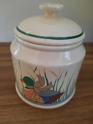 Vintage JAPAN Rustic Farmhouse Ceramic Kitchen CSC  Small Canister Mallard Duck • $10