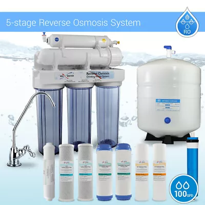 5 Stage Drinking Reverse Osmosis System + Extra Full Set- 4 Water Filter 100 GPD • $151.95