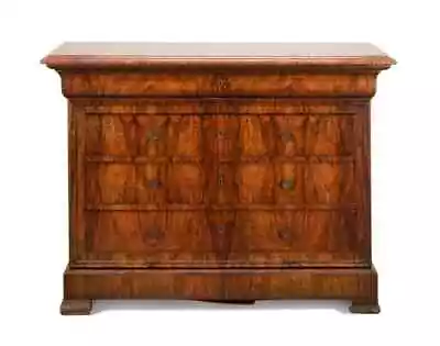 Antique French Louis Philippe Marble Top Burled Figured Walnut Commode • $1995