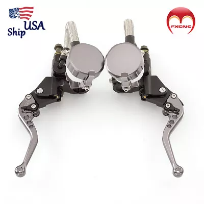 Universal Fit Motorcycle 7/8'' Brake Clutch Master Cylinder Reservoir Levers • $45.98