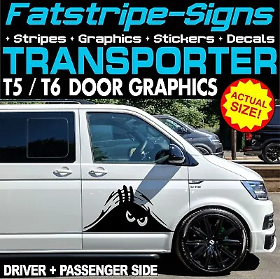 To Fit VW TRANSPORTER T5 T6 PEEPING MONSTER DOOR GRAPHICS STICKERS CAMPER VAN • £24.99