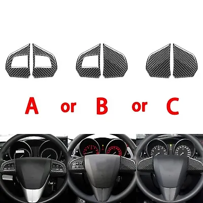 ​Real Carbon Fiber Interior Steering Wheel Button Cover For Mazda 3 Axela 10-13 • $14.99