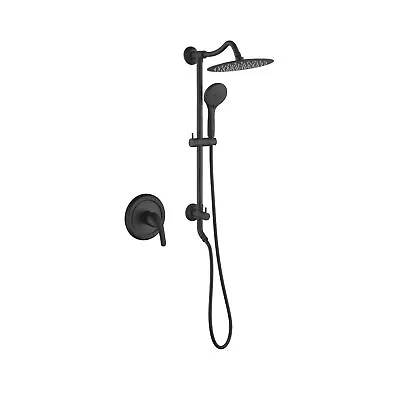 INAGE Matte Black Shower Faucet Set 8 Inch Rainfall Shower Head With Handheld... • £149.68