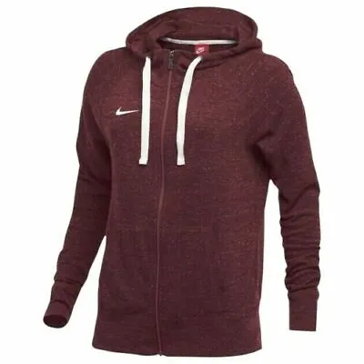 New Women’s Nike Long-sleeve Gym Vintage Full Zip Hoodie! In Maroon! $65 Retail! • $37.95