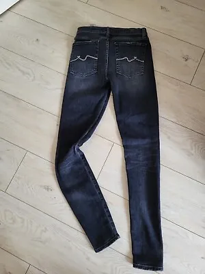 7 For All Mankind 'The Skinny Slim Illusion' Ladies Black /Greyish Jeans W27 L31 • £26.99