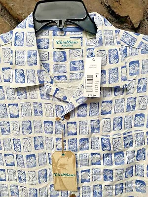 Caribbean Silk Blend Printed S/S Hawaiian Camp Shirt Mens MLXL NWT$79 ST5WC453 • $18.99