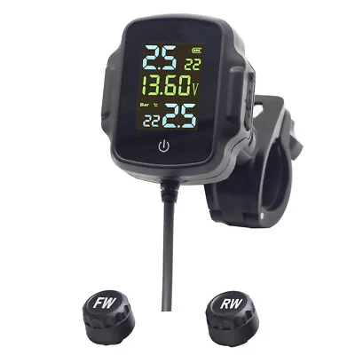 Motorcycle TPMS Tire Tyre Pressure Monitor System Waterproof 2 External Sensors • $30.53