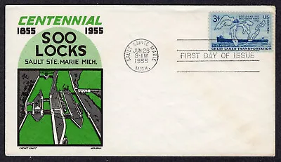 1955 Soo Locks 100th (Scott 1069) - Cachet Craft FDC NP124 • $1.45