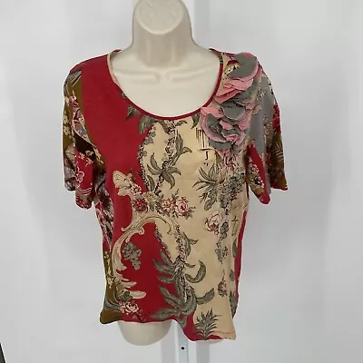 Kenzie Paris Womens Pullover Top Floral Embellish Made In France 42 • $15.30