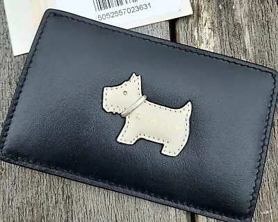 RADLEY Black Leather 'Heritage Dog' TRAVELCARD ID HOLDER 11 X 6.75cm TAG Rad1 • £35