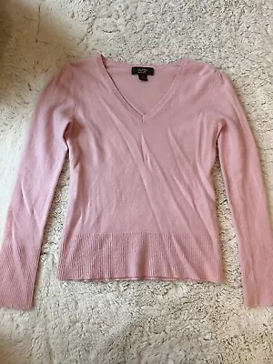 Victor Alfaro Pink V Neck 100% Cashmere Sweater Puff Sleeve  Size Small • $21.99