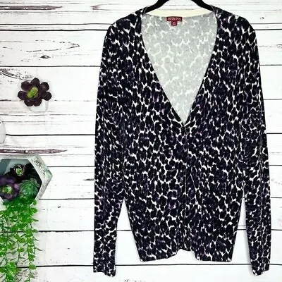 Merona Purple Animal Print Cardigan Sweater Women’s Size XL • $25