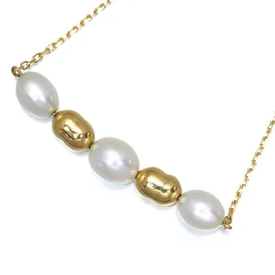 Auth MIKIMOTO Necklace Freshwater Pearl 18K 750 Yellow Gold • $327.38