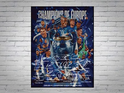 Chelsea FC Champions League Winners Champions 2020 2021 Signed A4 Poster Print • £6.99