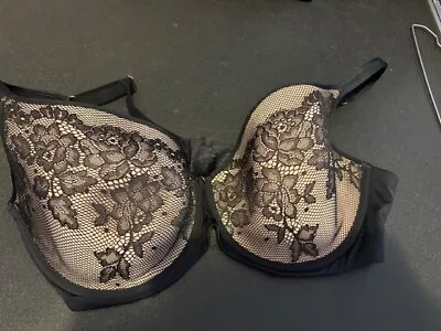 Bras N Things Underwired Black Lacy Bra Size 14E In VGC • $16.99