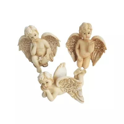 Vintage Resin Cherub Angel Figurine Set Of 3 Shelf Sitter Table Top Mantle Decor • $22.99