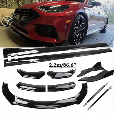 For Hyundai Sonata Front Bumper Spoiler Kit / Side Skirt / Rear Lip Glossy Black • $99.99