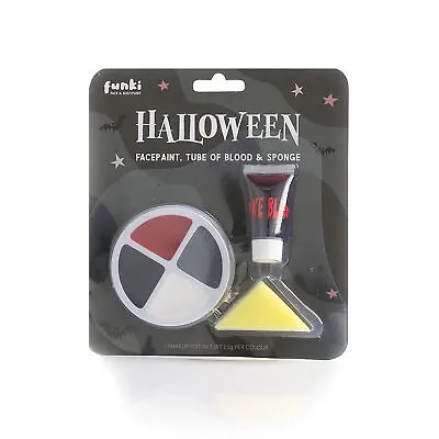 Halloween Face Paint And Fake Blood Set Funki Face Paint Zombie Skeleton Costume • £4.49