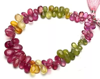 Natural Gem Multi Sapphire 8x6 To 10x7mm Pear Briolette Beads 9  Jewelry Making • $60.03