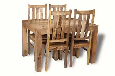 Solid Mango Wood Light Dakota 120cm Dining Table & 4 Dakota Chairs New Furniture • £664.95