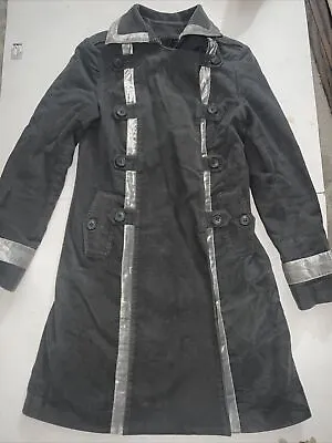 Gap Gray Chelsea Military Winter Coat Long Button Front Velvet Velour Size 4 • $59