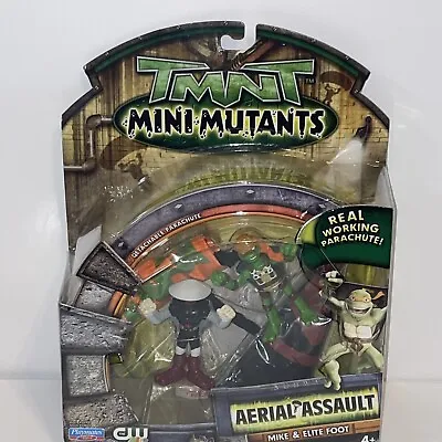 TMNT MINI MUTANTS AERIAL ASSAULT Mike & Elite Foot SET 2008 New Parachute • $17.95