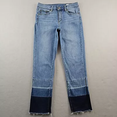 Vince Camuto Jeans Womens 27 Straight Mid Rise Denim Medium Wash Raw Hem 28x27 • $4.80