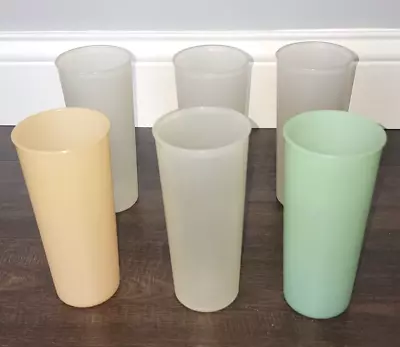 6 Vintage Tupperware Pastel Tumblers Cups Orange White Green MCM Kitchen Dec • $19.99