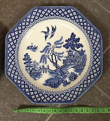 J & G Meakin Willow 2 X Octagonal Willow Pattern Dessert Starter Plates 7” Used • £12.99