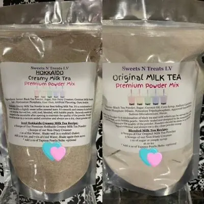 Premium HOKKAIDO & ORIGINAL Powder MILK TEA Boba Bubble Tea Latte Smoothie 12 Oz • $22.95