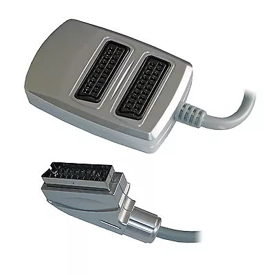 £6.99 • Buy 2 Two Way Scart Splitter Switch Box AV Adaptor 2 Devices Into 1 TV Or Vice Versa