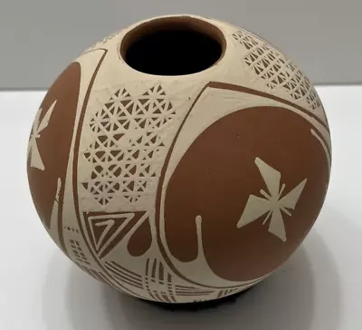 Mata Ortiz Pottery Cruz D Geometric Paquime' Seed Pot Olla Art Mexican Ceramics • $85