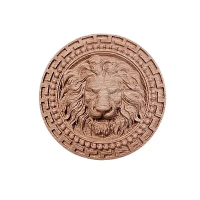 Solid Hardwood Lion Head In Round Greek Key Border • $55